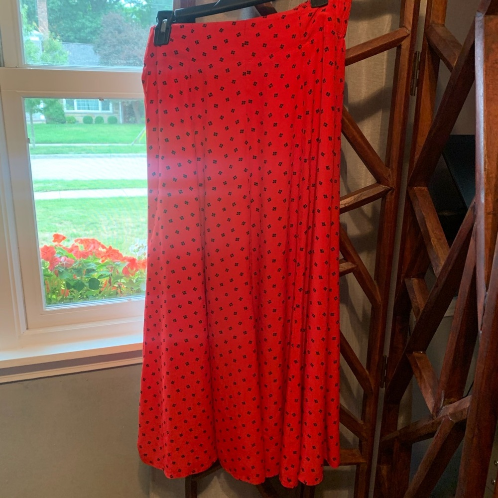 Vintage rayon crepe red skirt